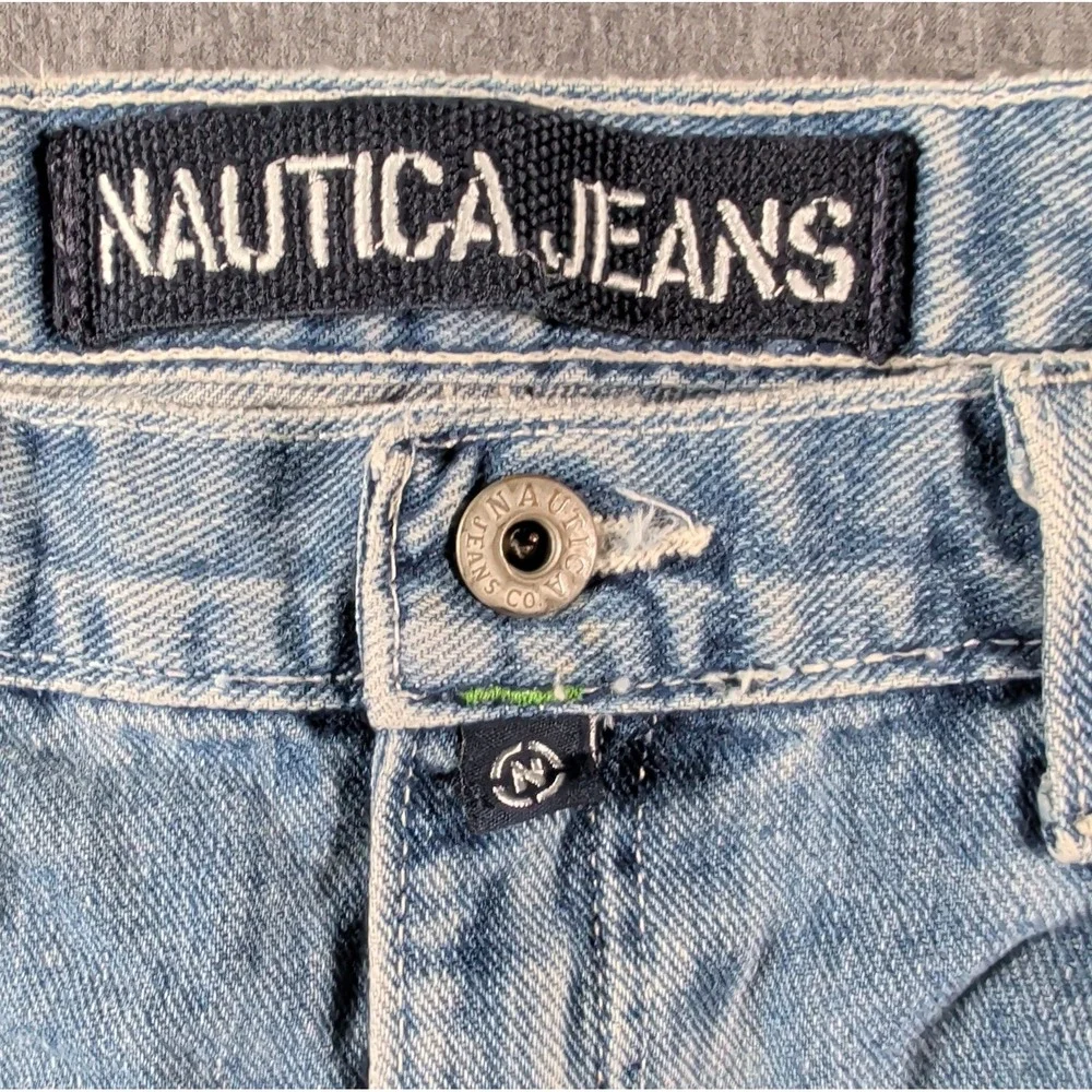 Vtg Y2K NAUTICA Jeans Mens 33x34 Denim Carpenter Baggy Loose Skater Utility USA